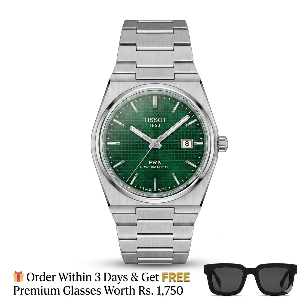 Tissot PRX Luxury Watch – Silver with Green Dial