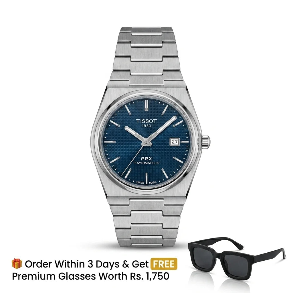 Tissot PRX Luxury Watch – Silver with Blue Dial