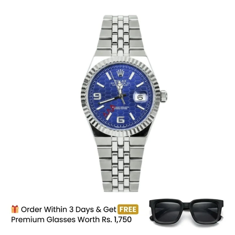 Rolex Watch 2025 Edition - Silver With Blue  Dial