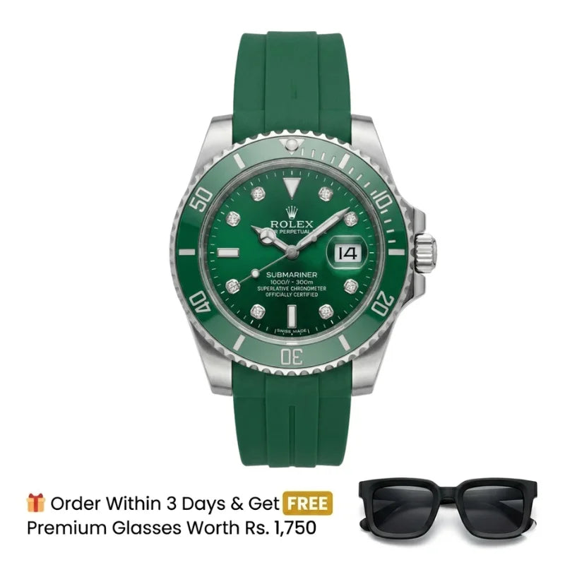 Rlx Submariner Silicon Strap – Green Dial