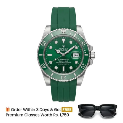 Rlx Submariner Silicon Strap – Green Dial