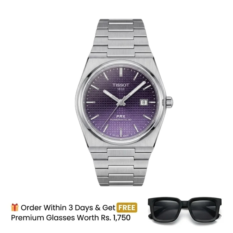 Tissot PRX Semi-Automatic – Silver with Royal Purple Dial
