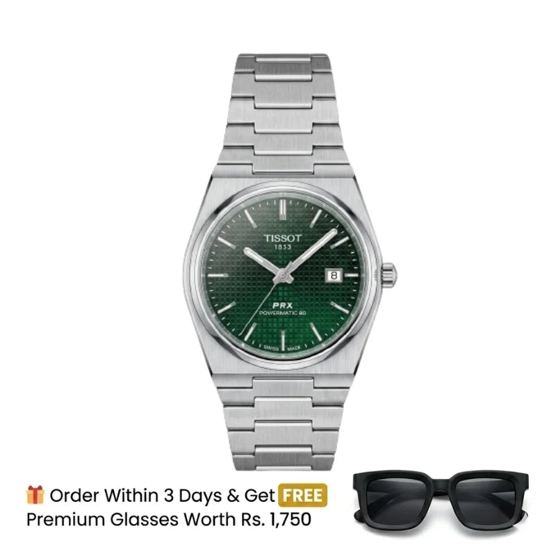 Tissot PRX Semi-Automatic – Silver with Emerald Green Dial