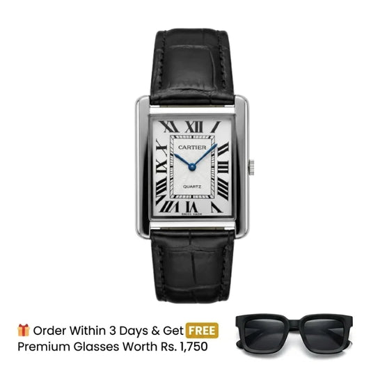 Cartier Tank – Black with White Dial