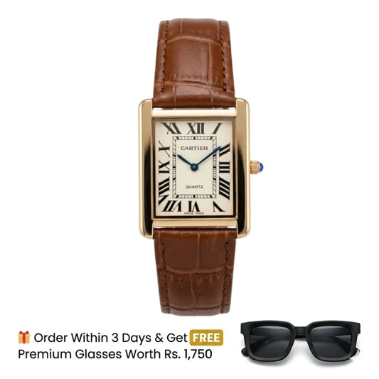 Cartier Tank – Brown with White Dial