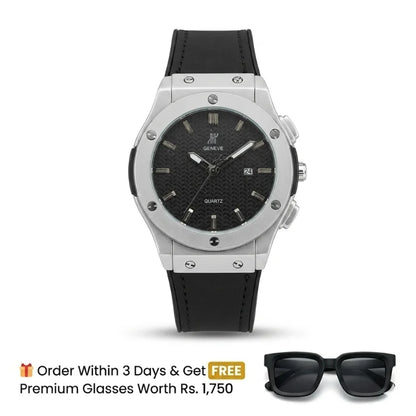 HB Strap Watch – Black with Black Dial