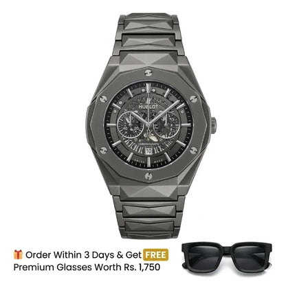 Hublot Watch  Diamond Cut  – Skeleton Full Black