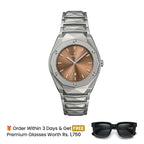Hublot Watch  Diamond Cut  – Silver With Brown Dial