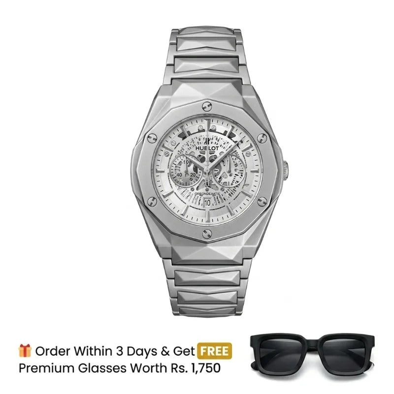 Hublot Watch  Diamond Cut  – Skeleton White Dial
