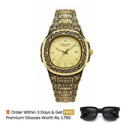 Patek Philippe Texture Watch – Golden With Golden Dial