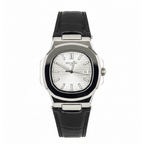 Patek Strap Watch – Black with White Dial