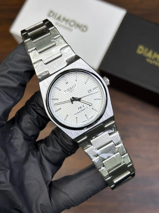 Tissot PRX Luxury Watch – Silver with White Dial
