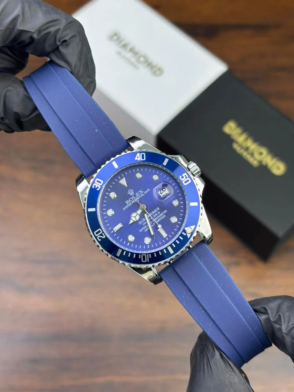 Rlx Submariner Silicon Strap – Black & Silver Dial