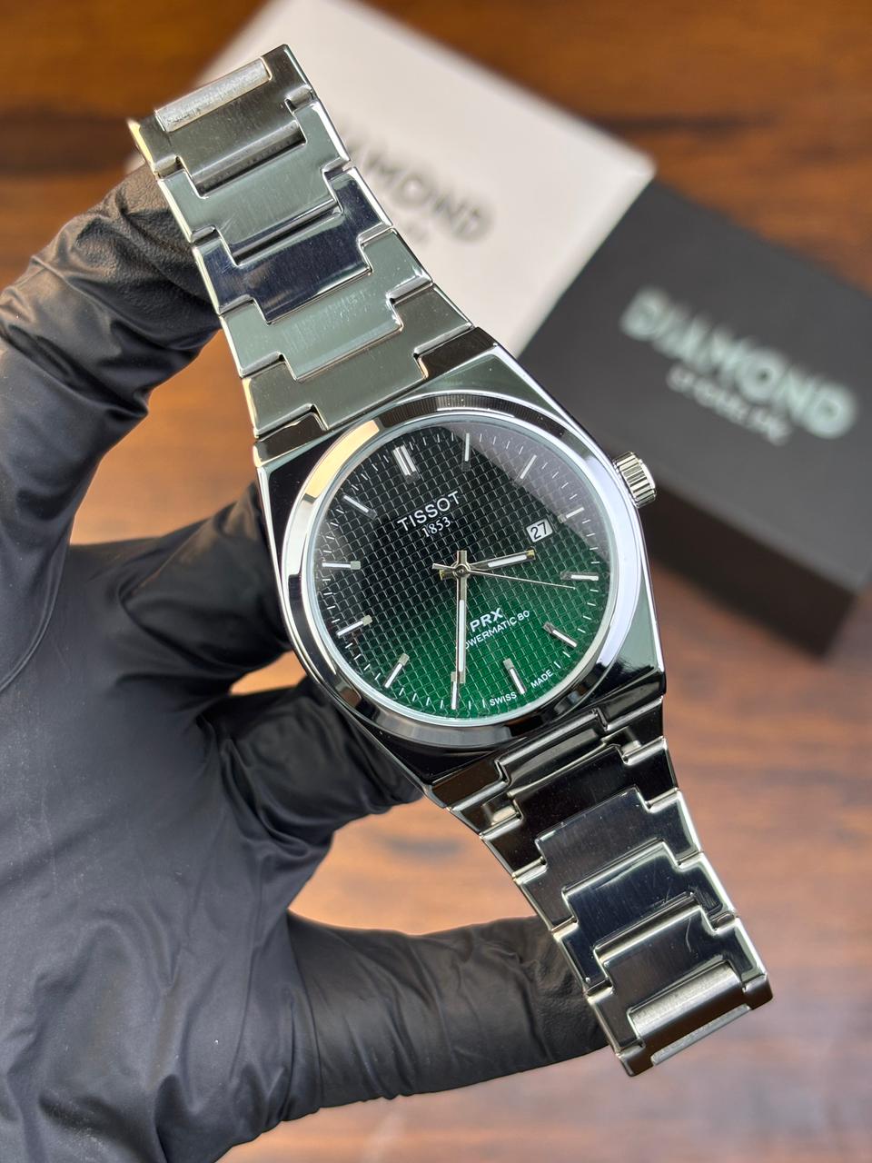 Tissot PRX Semi-Automatic – Silver with Emerald Green Dial