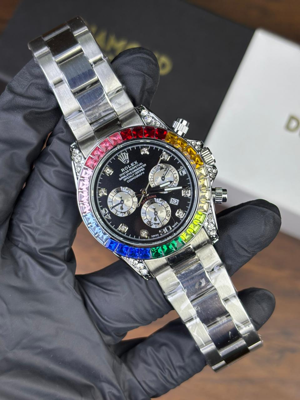Rlx Daytona - Rainbow - Classic Silver Chain