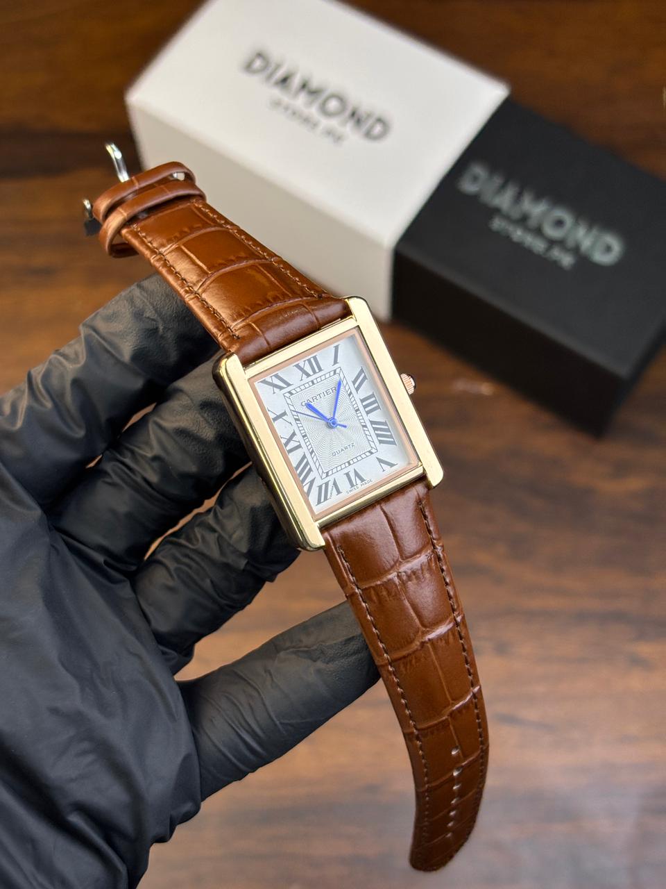 Cartier Tank – Brown with White Dial