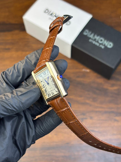 Cartier Tank – Brown with White Dial