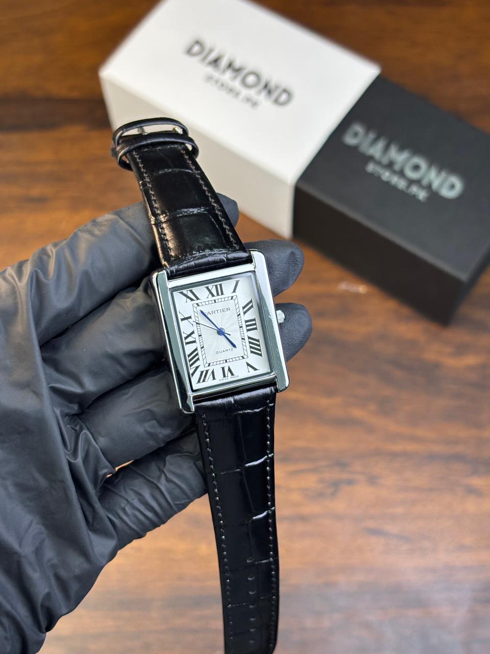 Cartier Tank – Black with White Dial