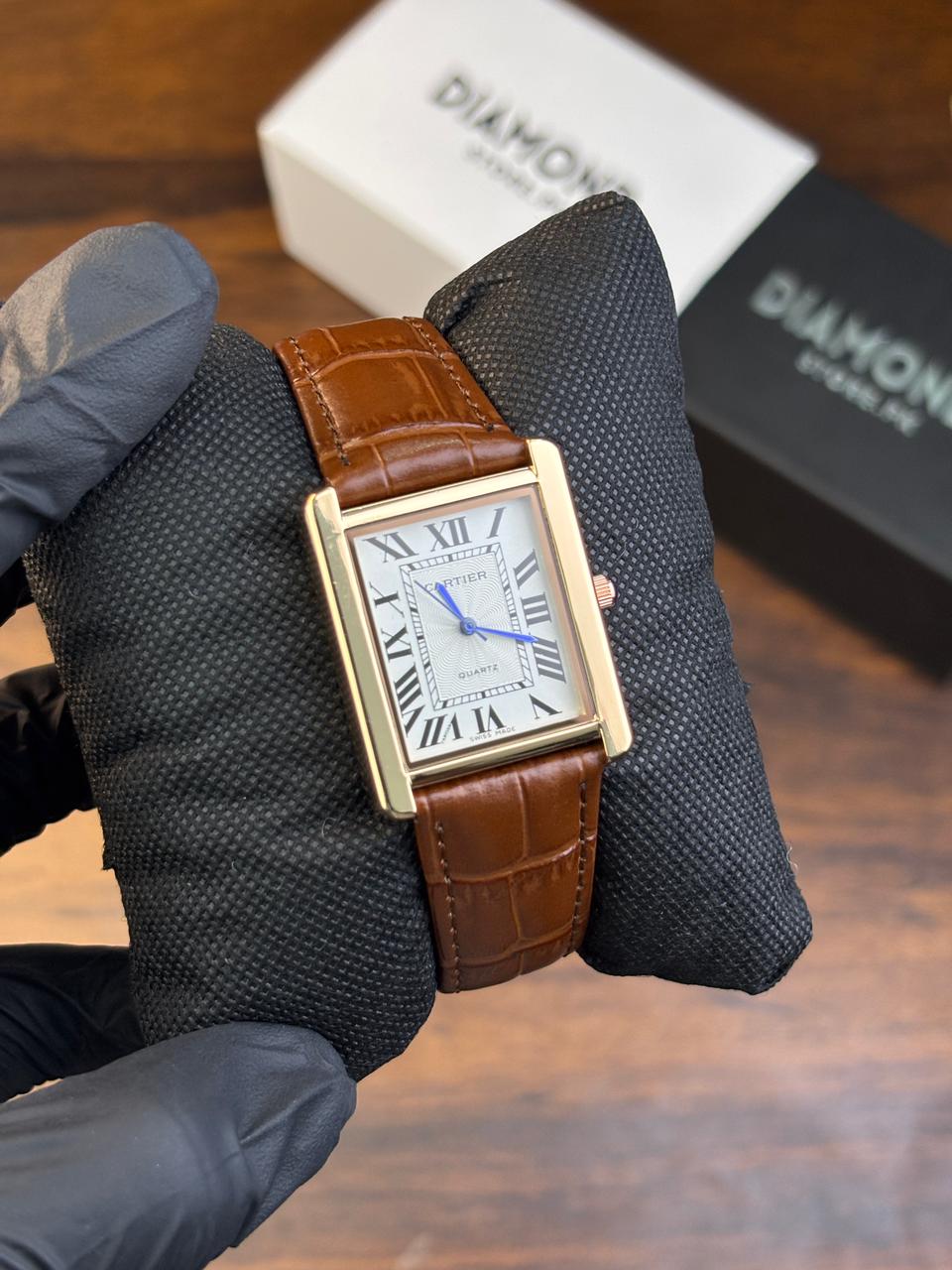 Cartier Tank – Brown with White Dial