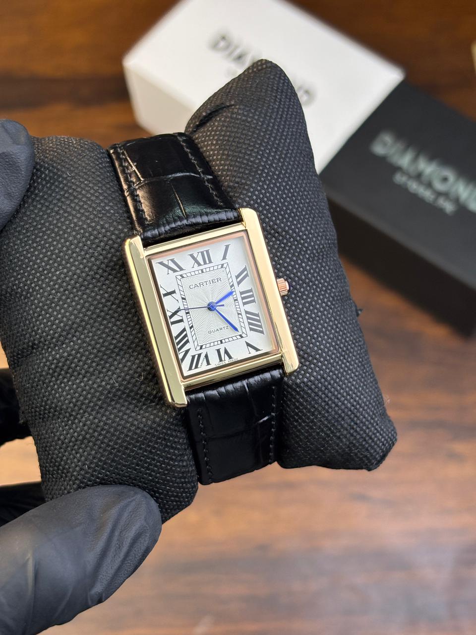 Cartier Tank – Black with White Dial