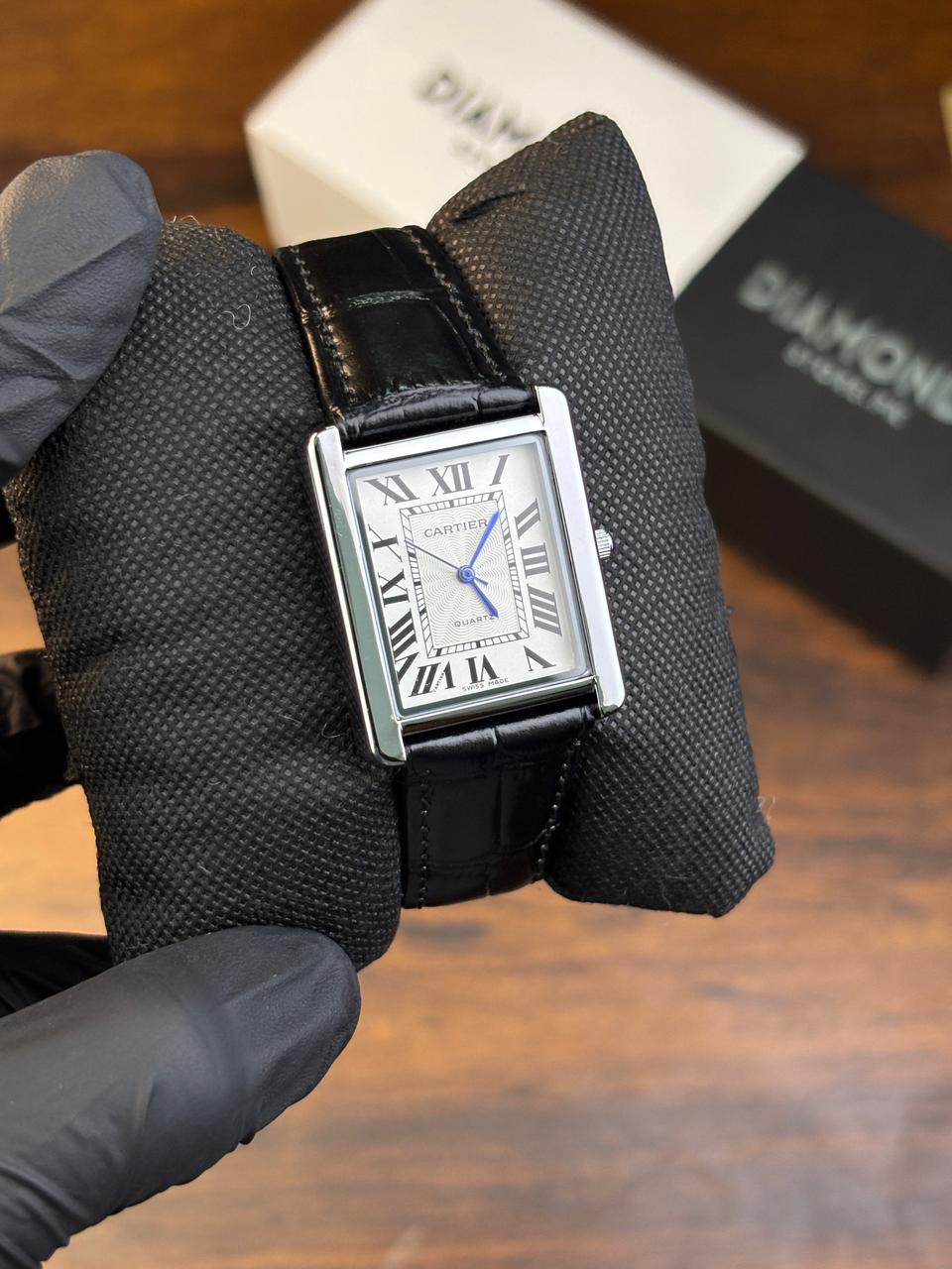 Cartier Tank – Black with White Dial
