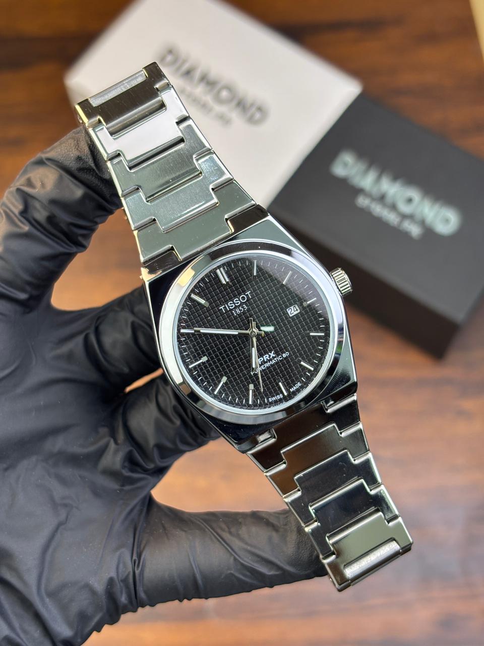 Tissot PRX Luxury Watch – Silver with Black Dial