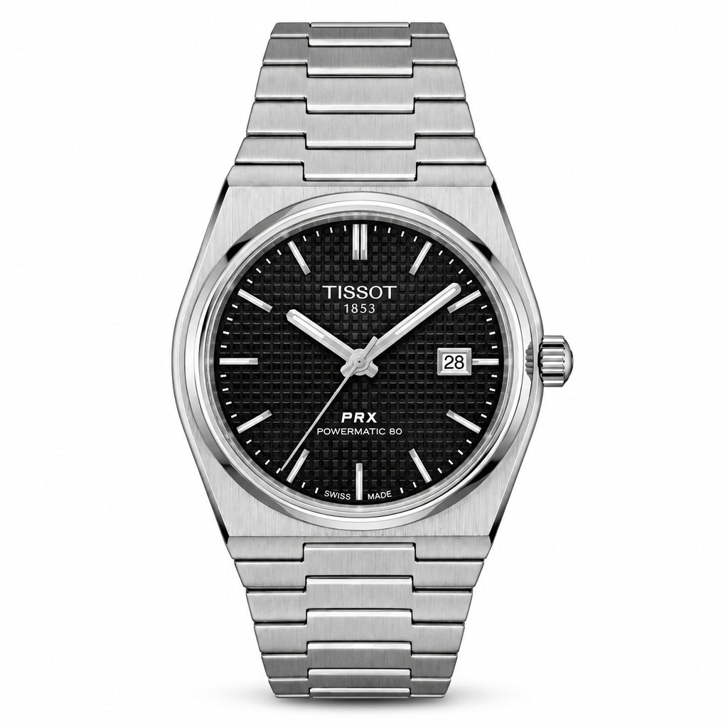 Tissot PRX Men’s Luxury Watch – Silver Steel, Black Dial