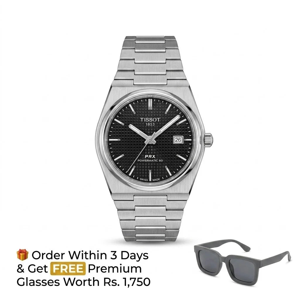 Tissot PRX Luxury Watch – Silver with Black Dial