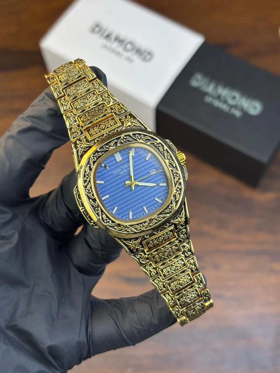 Patek Philippe Texture Watch – Golden With Blue Dial