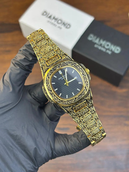 Patek Philippe Texture Watch – Golden With Black Dial